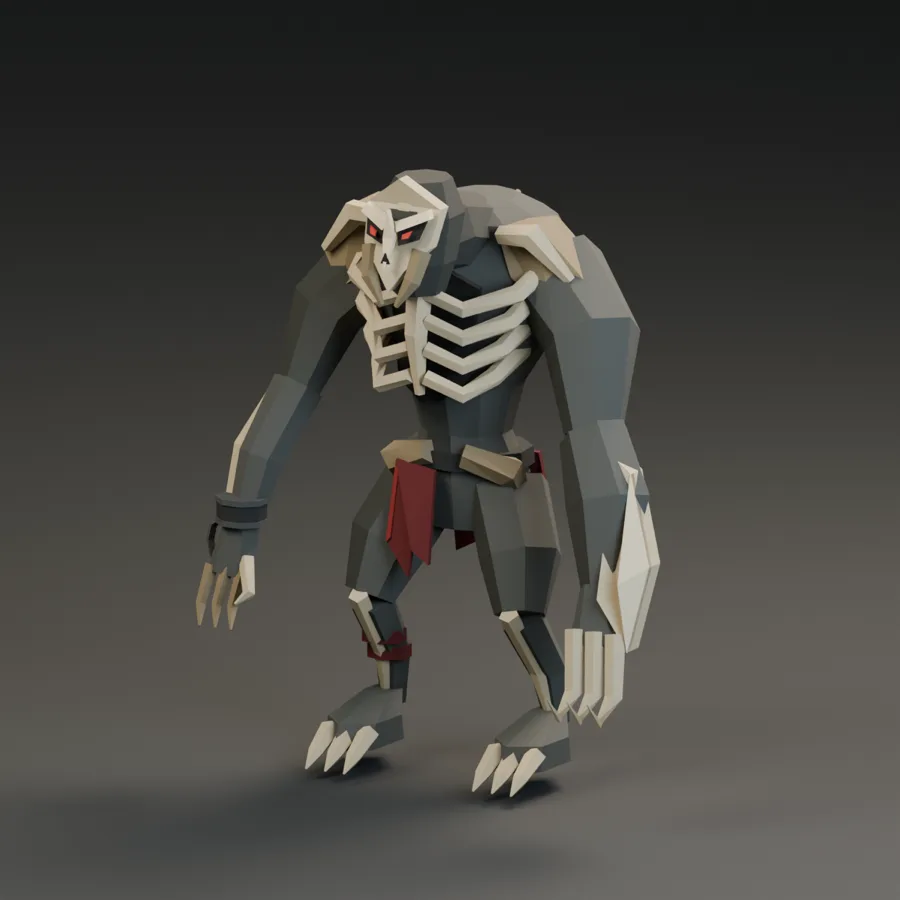 A hunched skeletal beast with bone claws